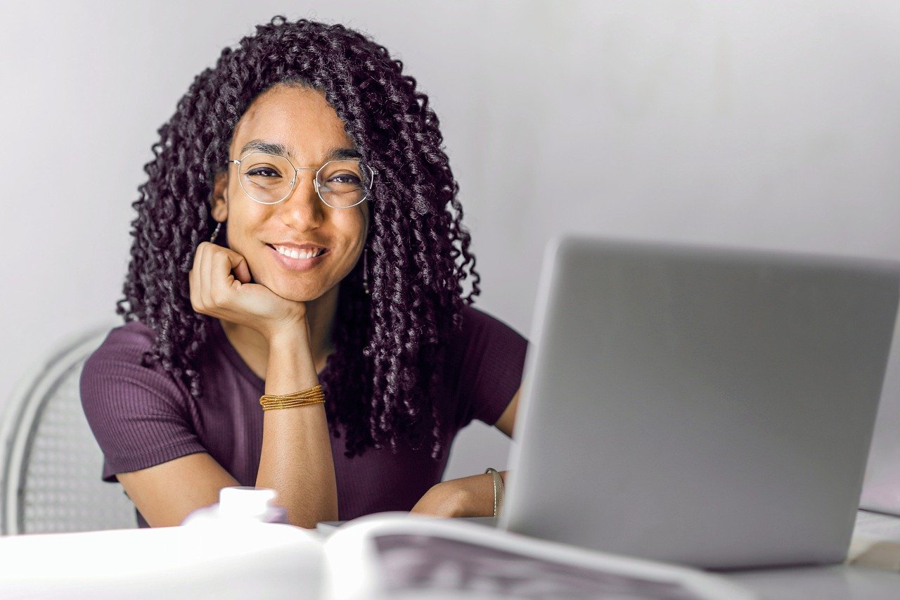 woman, young, laptop